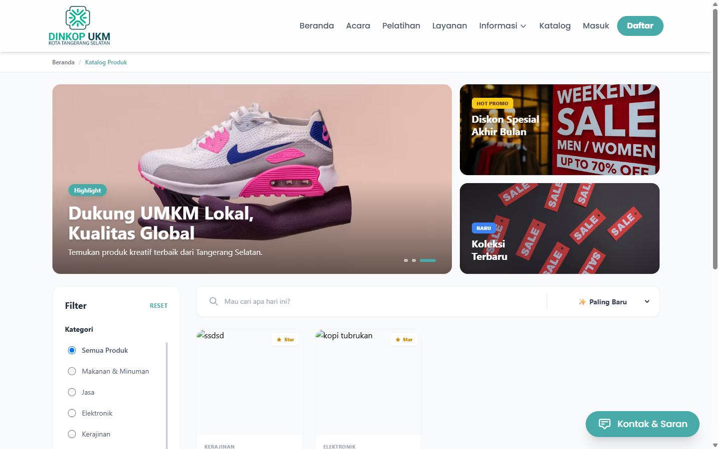 Halaman Katalog Produk